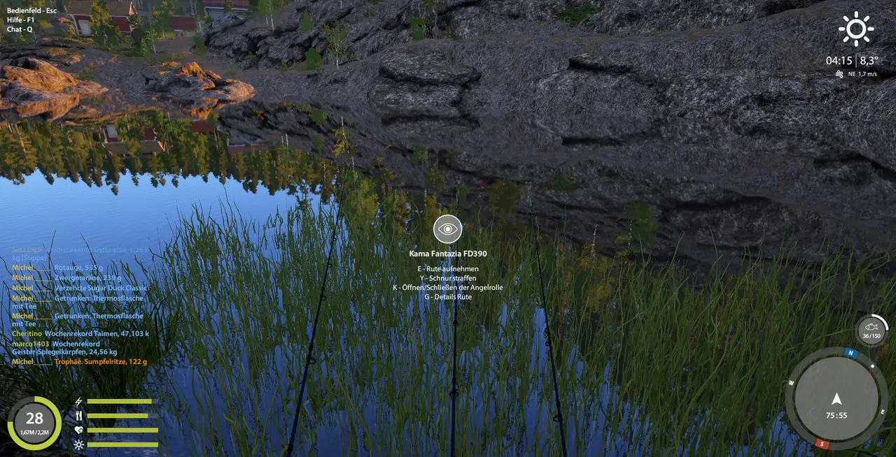 Am Ladogasee kann man die Sumpfelritze abschliessen - 8m Auswurf - auf der Insel am Leuchtturm